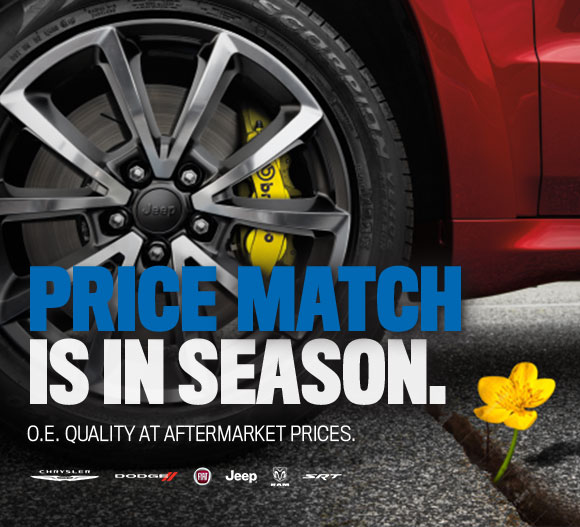 Image of Jeep Tread and Flower: Price Match is in Season. O.E. Quality at Aftermarket Prices. - Brand Lineup Logos