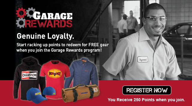 Garage Rewards Genuine Loyalty. Start racking up points to redeem for FREE gear when you join the Garage Rewards program! REGISTER NOW You Receive 250 Points when you join.