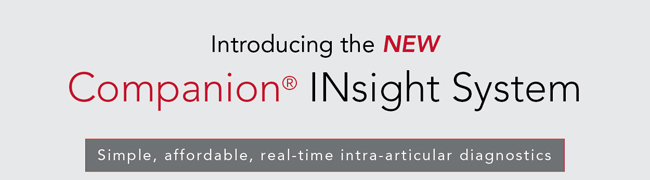Introducing the NEW Companion INsight System.  Simple, affordable, real-time intra-articular diagnostics.  Take advantage of the new product introduction package and get 2 needle scope probes for free when you buy an INsight System before the end of the year.