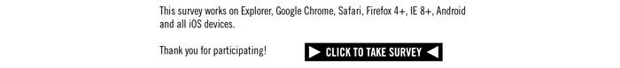 This survey works on Explorer, Google Chrome, Safari, Firefox 4+, IE 8+, Android and all iOS devices.