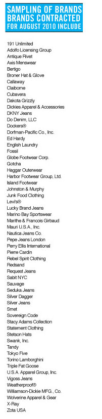 Sampling of brands 