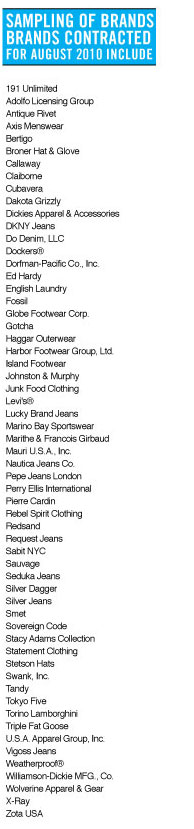 Sampling of brands 