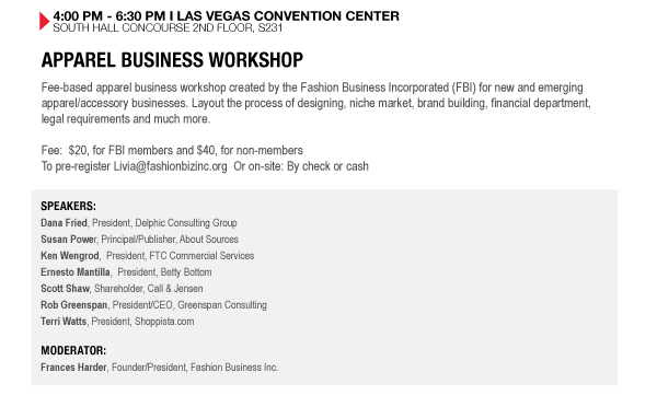 4:00 PM - 6:30 PM I LAS VEGAS CONVENTION CENTER SOUTH HALL CONCOURSE 2ND FLOOR, S231